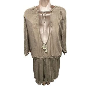 Free People Olive Green Romper tassel tie back medium